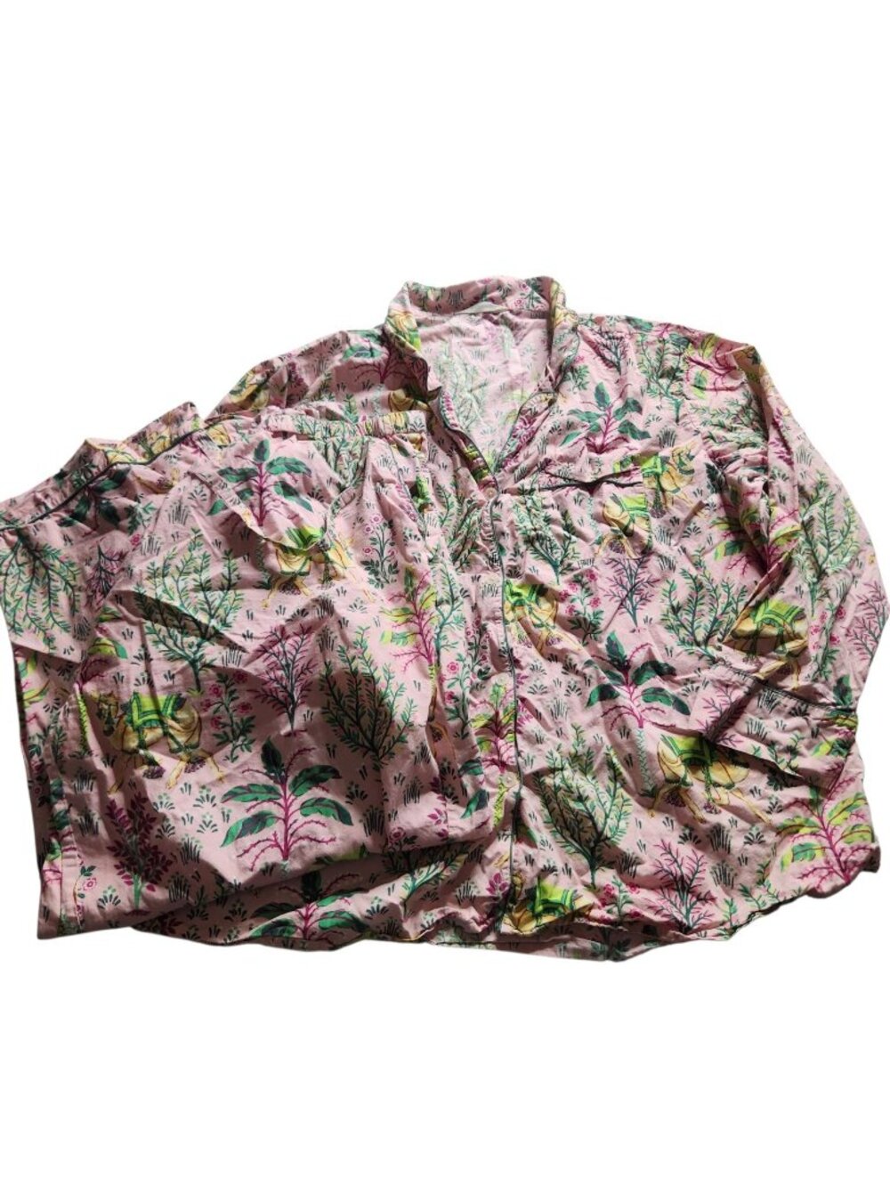 Print Fresh Pajamas Top and Bottoms Set Camel's Courtyard in Rose Size 4X
